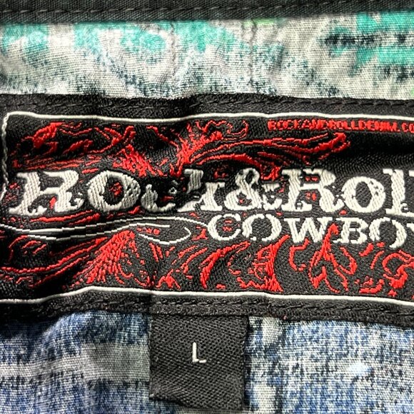 Rock N Roll Cowboy Western Pearl Snap Shirt Mens Large Multicolor Southwestern P - Picture 3 of 9